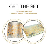 Elegant Painted Kosel Gray & Gold Challah Board and Cover Set