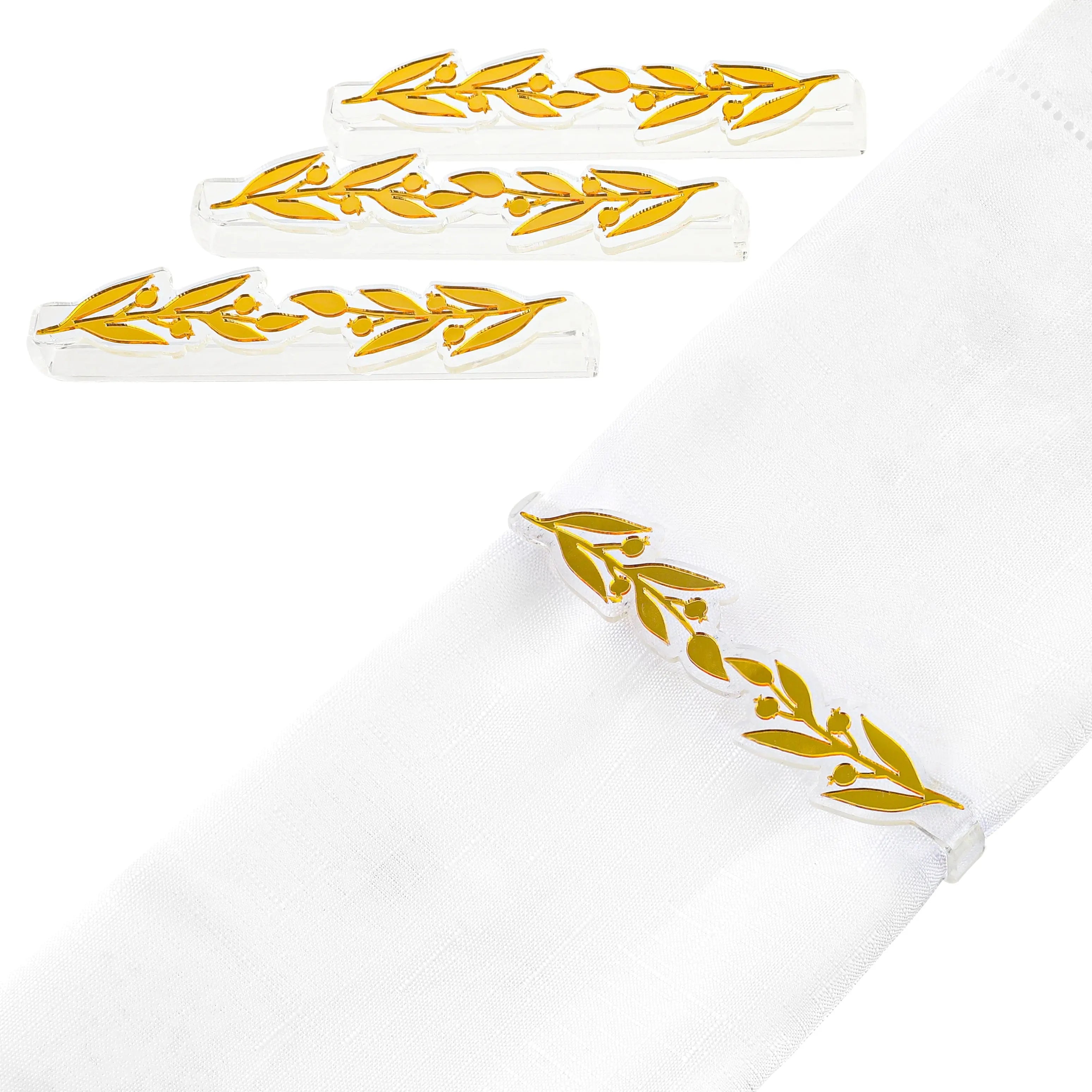 Pomegranate Leaf Napkin Wraps | Judaica Square Lakewood