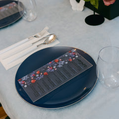 Vibrant Purple Simanim Lucite Card: Elegant Rosh Hashanah Seder Plate Guide