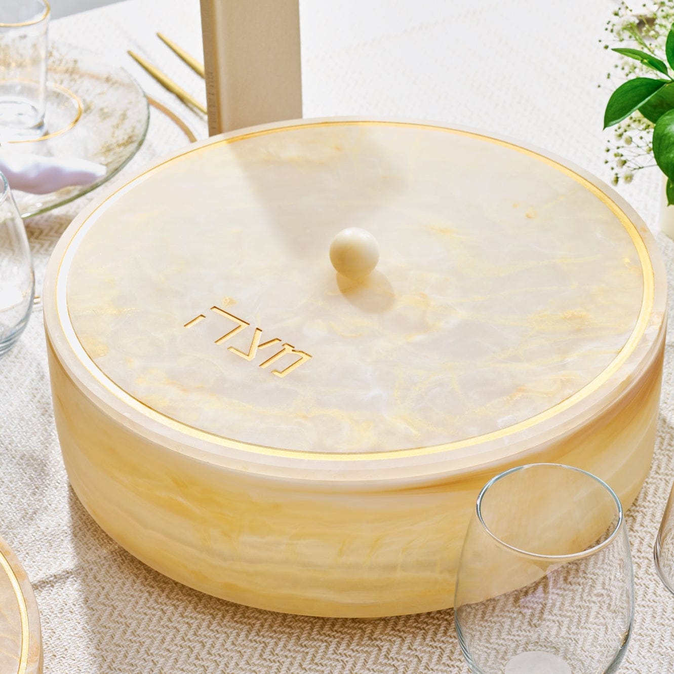 Resin Seder Plate & Matzah Box Set