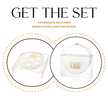 Suspended Tall Seder Plate & Standing Matzah Box Set — leather