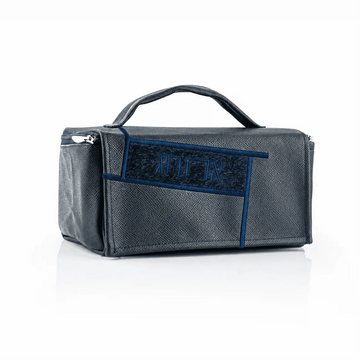 Navy Waterdale geometric esrog bag, front view