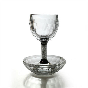 Crystal Kiddush Cup w/ Nickel & Crushed Glass Stem (KC-X870)