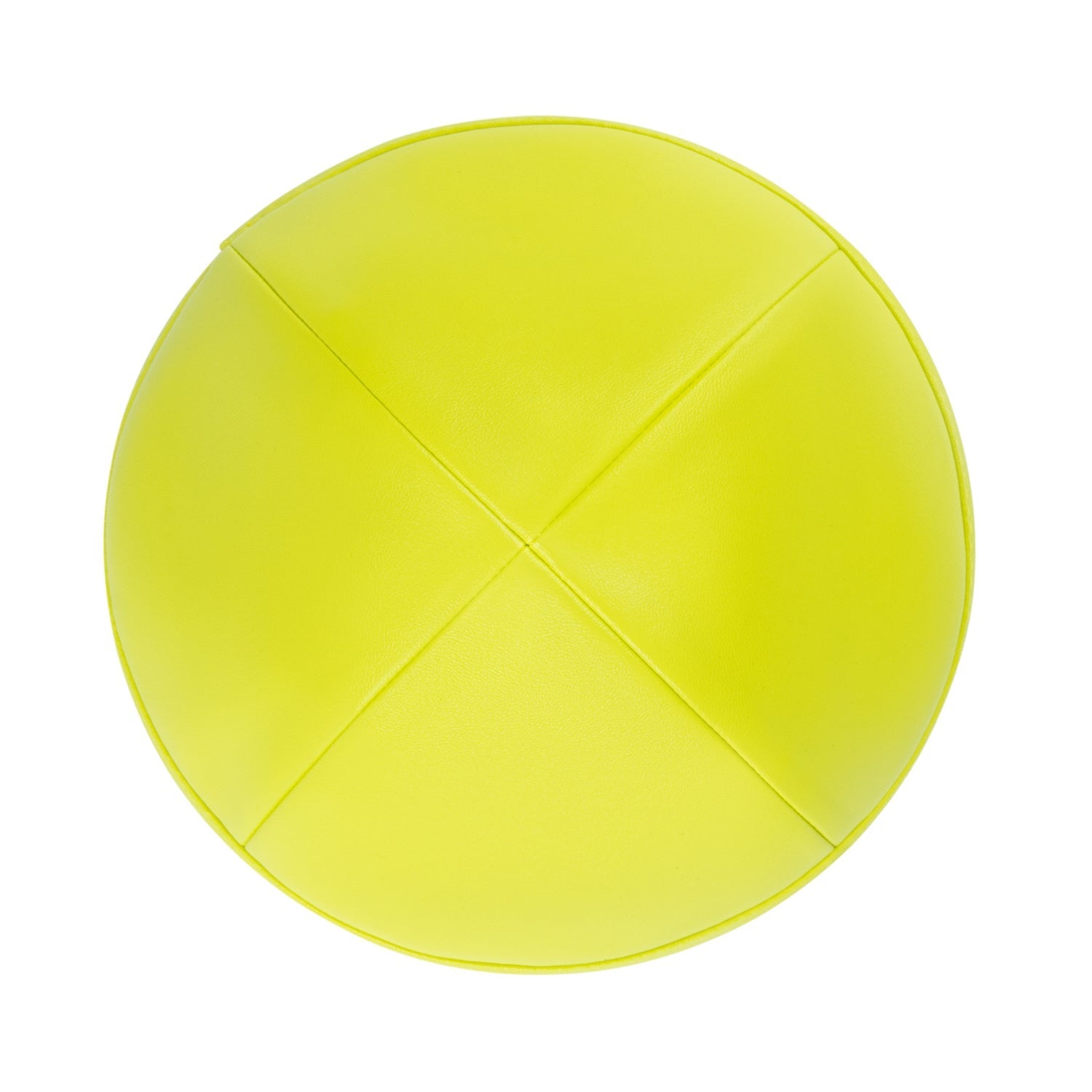 Lime Leather Kippah - side view showing six-panel design