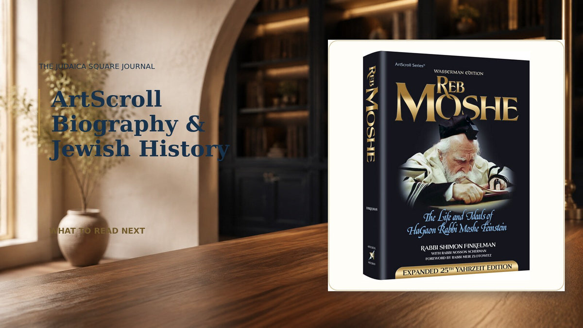 ArtScroll Reb Moshe biography displayed for a Jewish biography and history guide