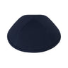 Plain dark navy cotton twill kippah, four panels meeting at the crown, with a matching navy self-fabric rim