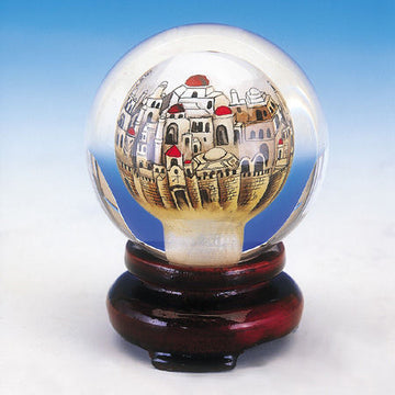 Golden Jerusalem Crystal Paperweight | Judaica Square Lakewood