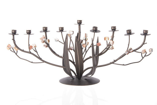Bronze Narcissus Menorah — alternate view | Judaica Square Lakewood
