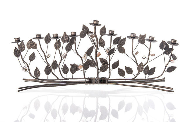 Bronze Brambles Menorah — alternate view | Judaica Square Lakewood