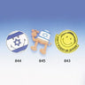 Smiley Israeli flag magnet, camel in flag blanket magnet and yellow Don't Worry Be Jewish magnet