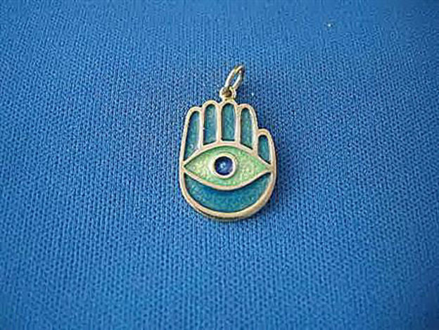 Enameld Eye Hamsa — alternate view | Judaica Square Lakewood