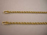 Pair of gold rope chains with elongated clasps, showing the heavier 2 mm twist