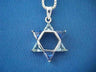 Silver Star of David with alternating pale and deep blue triangle stones around a hexagon