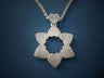 Brushed sterling silver Star of David pendant made of six hearts with an open center and heart-shaped bail
