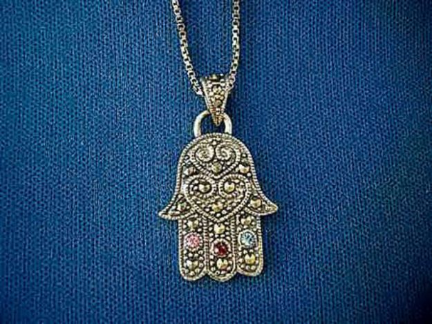 Multicolor Marcasite Hamsa — alternate view | Judaica Square Lakewood