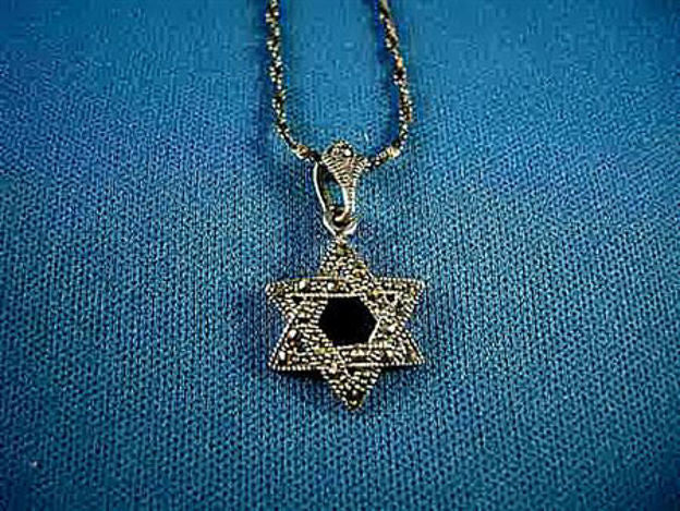 Marcasite Star of David Pendant — alternate view | Judaica Square Lakewood