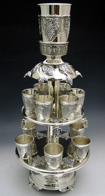 Silver Plated 2 tier Wine Fountain | Judaica Square Lakewood