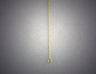 Slender gold rope chain hanging vertically against a grey backdrop, ring clasp at bottom