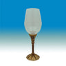 Tall Kiddush goblet with clear bowl on an amber enamel jeweled stem and scalloped gold-tone foot