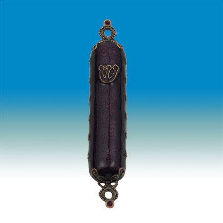 Edessa - Aubergine Silver Mezuzah Case | Judaica Square Lakewood