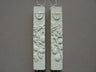 Sage Brush green stone fig mezuzah case with raised leaves, shown as a pair with shin