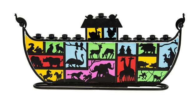 Two by Two Noah`s Arch Menorah — alternate view | Judaica Square Lakewood