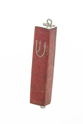 #HR-B041-C Red Coral and Sterling Silver Mezuzah Case