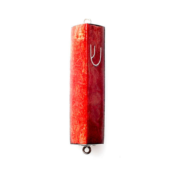 #HR-B533-C Red Coral and Sterling Silver Mezuzah Case | Judaica Square Lakewood