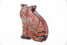 Seated tiger tzedakah box hand-painted in rust brown with black stripes