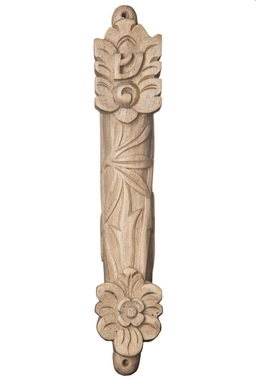 Wood Crocodile Flower Design Mezuzah Case | Judaica Square Lakewood