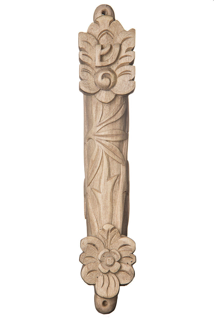 Wood Crocodile Flower Design Mezuzah Case | Judaica Square Lakewood