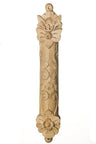 Crocodile wood mezuzah case, 6 inch, with scrolling carved relief between blossom ends