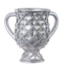 Two-handled wash cup with faceted diamond panels under a raised silver-tone lattice