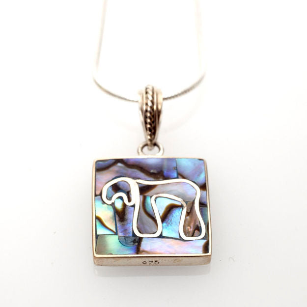 Abalone and Sterling Silver Chai — alternate view | Judaica Square Lakewood
