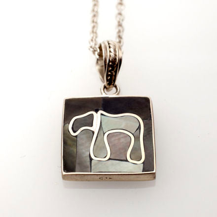 Black Mussel Shell and Sterling Silver Chai