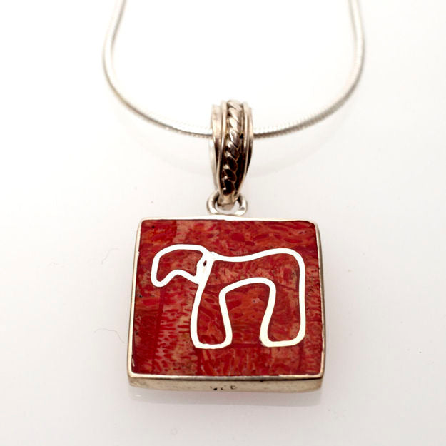 Red Coral and Sterling Silver Chai — alternate view | Judaica Square Lakewood