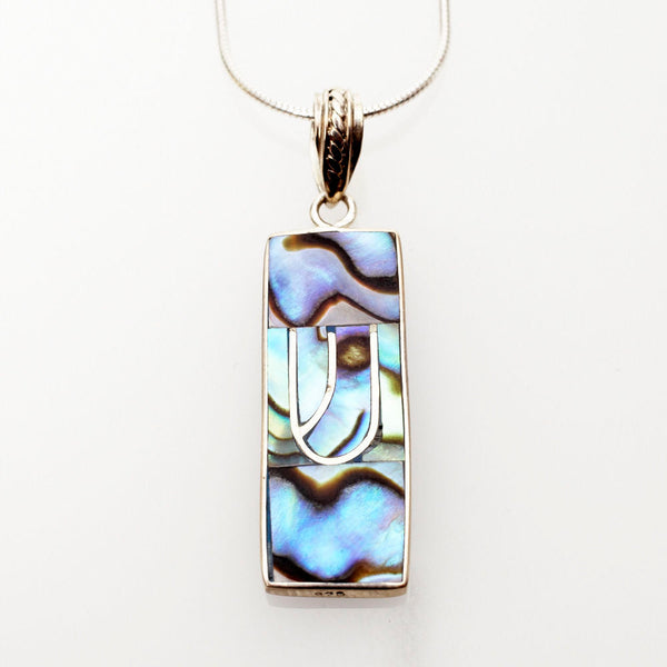 Abalone and Sterling Silver Mezuzah Pendant | Judaica Square Lakewood
