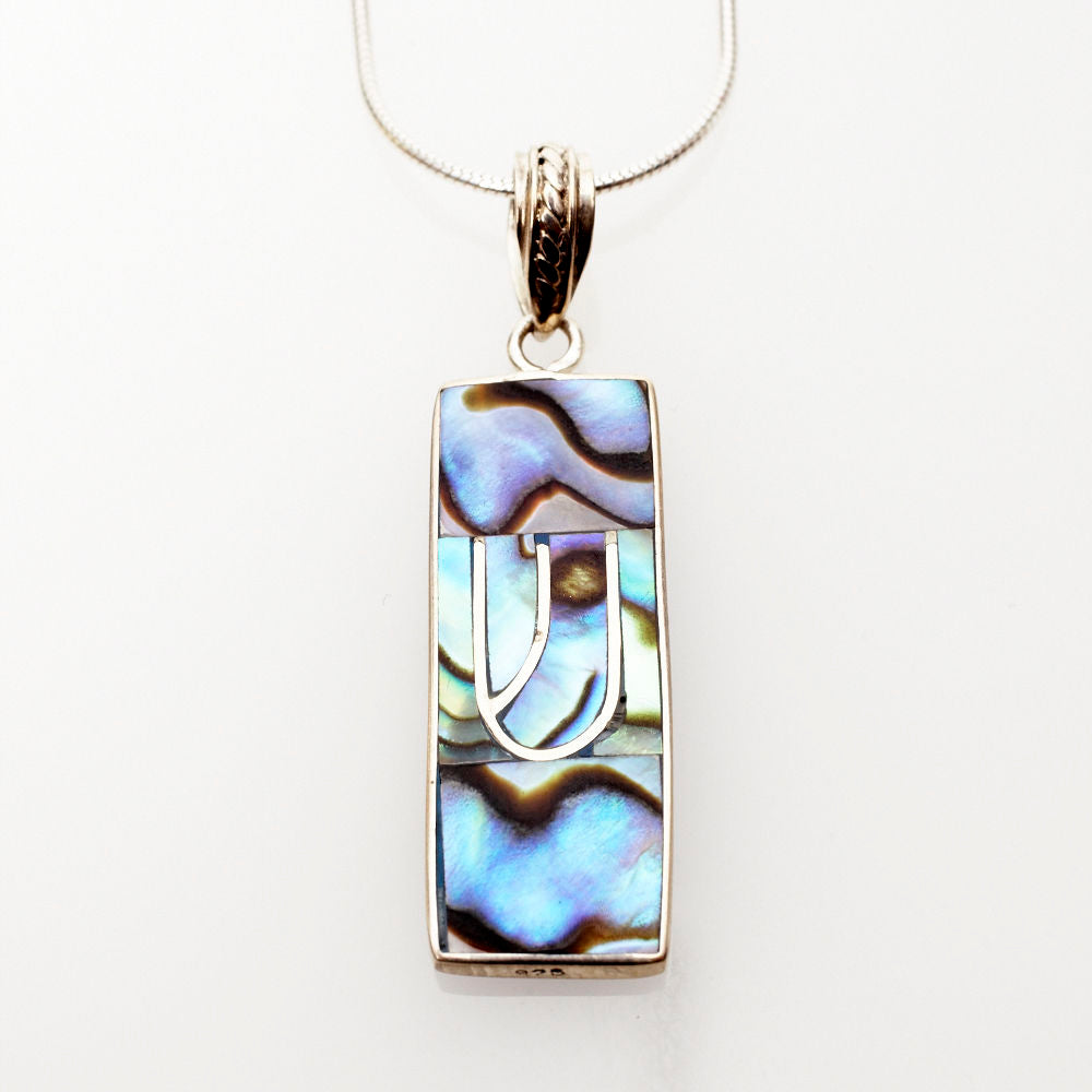 Abalone and Sterling Silver Mezuzah Pendant | Judaica Square Lakewood