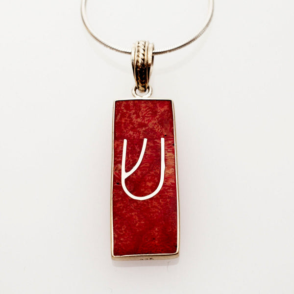 Red Coral and Sterling Silver Mezuzah Pendant | Judaica Square Lakewood