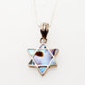 Abalone Star of David pendant framed in sterling silver with a twisted bale on a fine chain