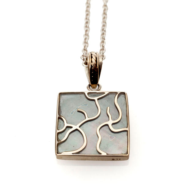 Black Mussel and Sterling Silver Tree of Life Pendant — alternate view | Judaica Square Lakewood