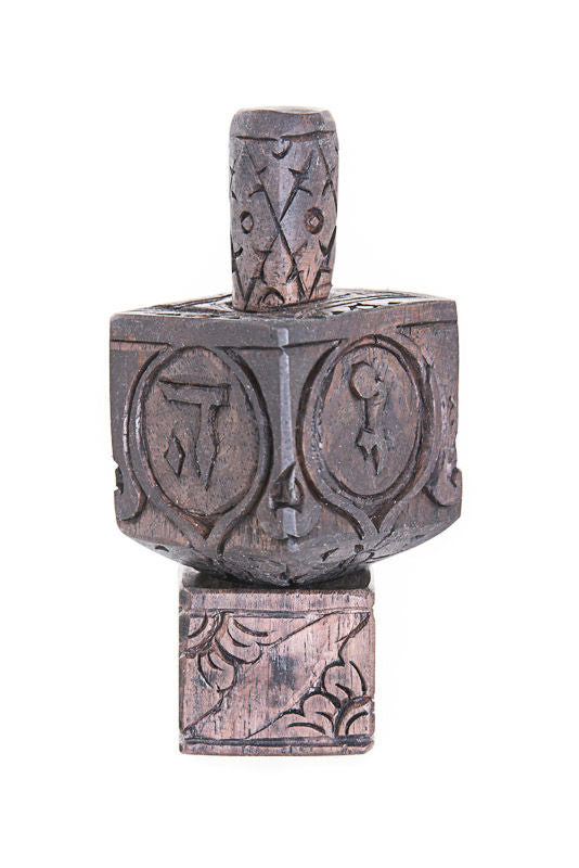 Dreidel Wood Carved Ebony | Judaica Square Lakewood