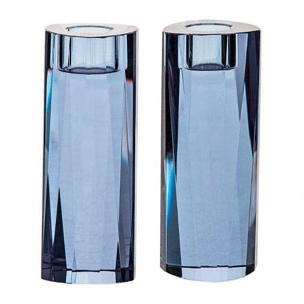Lavender Crystal Candle sticks Candlesticks — alternate view | Judaica Square Lakewood