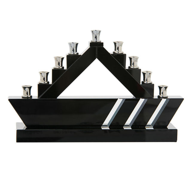 Black Crystal Menorah — alternate view | Judaica Square Lakewood