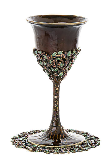 Enamel Brown Cup and Tray | Judaica Square Lakewood