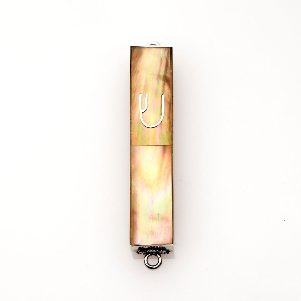 #HR-B041-BMS Bronze Mussell Mini Sterling Silver Mezuzah Case | Judaica Square Lakewood