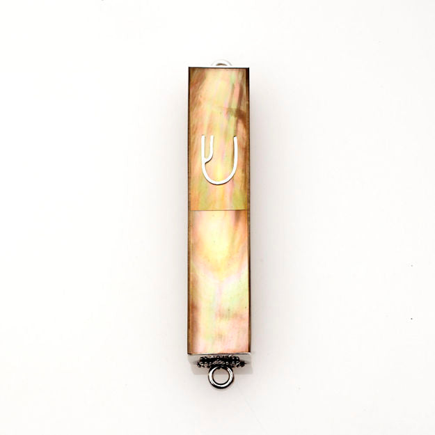 #HR-B041-BMS Bronze Mussell Mini Sterling Silver Mezuzah Case — alternate view | Judaica Square Lakewood