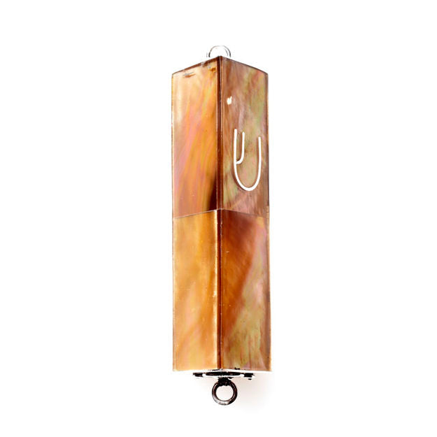 #HR-B533-BMS Bronze Mussell Triangle Sterling Silver Mezuzah Case — alternate view | Judaica Square Lakewood