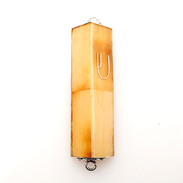 #HR-B533-GC Golden Conch Shell rectangular Sterling Silver Mezuzah Case | Judaica Square Lakewood