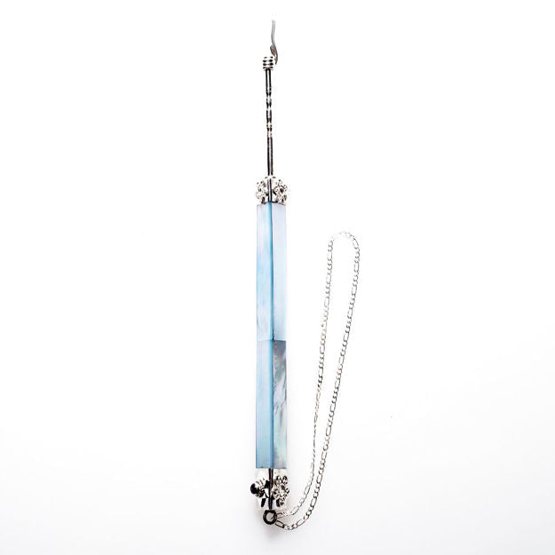 Yad Blue Mother of Pearl Triangle and Sterling Silver — alternate view | Judaica Square Lakewood